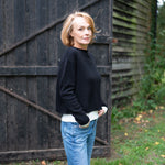 COLLEN & CLARE Pea Crop Cashmere and Wool Jumper in Black