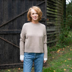 COLLEN & CLARE Tash Cashmere and Lambswool Round Neck Jumper in Stone Marl
