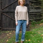 COLLEN & CLARE Tash Cashmere and Lambswool Round Neck Jumper in Stone Marl