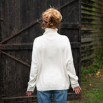 COLLEN & CLARE Zuri Cotton Roll Neck Jumper in Natural Marl