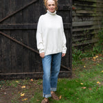 COLLEN & CLARE Zuri Cotton Roll Neck Jumper in Natural Marl