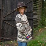 MAISON BADIGO Cachua Aztec Hand Embroidered Jacket in Grey