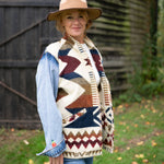 MAISON BADIGO 90s Pale Denim Sleeve Aztec Motif Jacket in Ecru/Blue