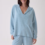 MAJESTIC FILATURES Terry Towelling Hooded Sweatshirt in Pale Blue