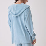 MAJESTIC FILATURES Terry Towelling Hooded Sweatshirt in Pale Blue