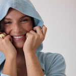 MAJESTIC FILATURES Terry Towelling Hooded Sweatshirt in Pale Blue