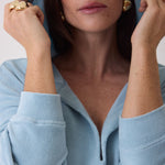 MAJESTIC FILATURES Terry Towelling Hooded Sweatshirt in Pale Blue