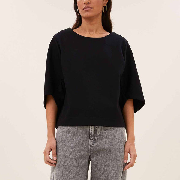 BY-BAR Tess Round Neck Jersey Top in Black