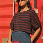 BY-BAR Merle Big Stripe Top in Coffee Bean