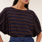 BY-BAR Merle Big Stripe Top in Coffee Bean