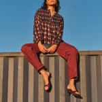 BY-BAR Mine Ikat Blouse in Wine Ikat Print
