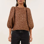 BY-BAR Jet Sparkle Cheetah Blouse in Copper