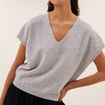 BY-BAR Sil V Neck Jumper in Grey Melee