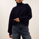 BY-BAR Sammie Merino Wool Roll Neck Jumper in Midnight