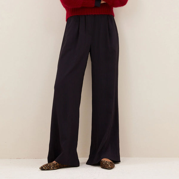 BY-BAR Benji Wide Stripe Long Trousers in Wine