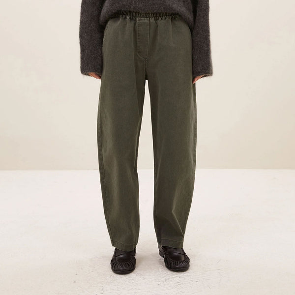 BY-BAR Davi Tapered Loose Fit Ankle Trousers in Olive