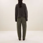 BY-BAR Davi Tapered Loose Fit Ankle Trousers in Olive