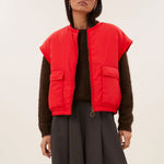 BY-BAR Gio Oversized Reversible Gilet in Poppy Red