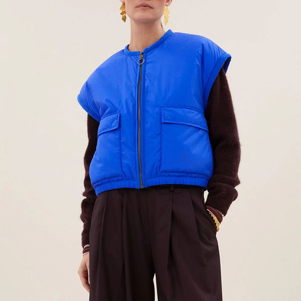 BY-BAR Gio Oversized Reversible Gilet in Kingsblue