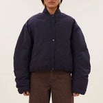 BY-BAR Bodie Metallic Bomber Jacket in Dark Navy