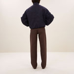 BY-BAR Bodie Metallic Bomber Jacket in Dark Navy