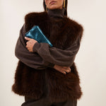 BY-BAR Mona Faux Fur Gilet in Dark Brown