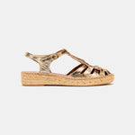 NAGUISA Bemol Metallic Espadrille Sandals in Light Gold