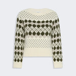 WEEKEND MAX MARA WKDRanch Jacquard Knit Wool and Cashmere Jumper in Geometric Khaki