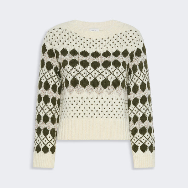 WEEKEND MAX MARA WKDRanch Jacquard Knit Wool and Cashmere Jumper in Geometric Khaki