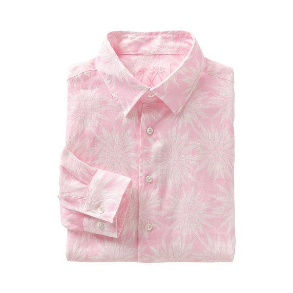 PINK HOUSE MUSTIQUE Mens Agave Linen Shirt  in Pink