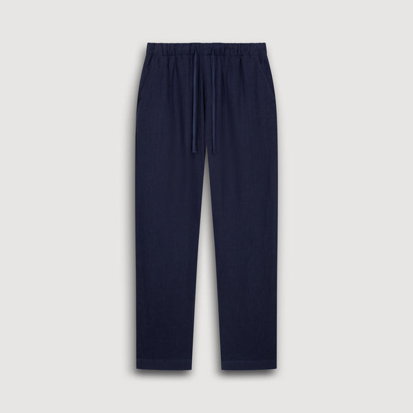 HARTFORD Joggy Linen Pants in Navy Blue
