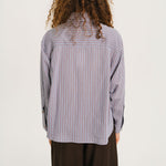 SACRECOEUR Charlie Mira Stripe Scarf Shirt in Blue