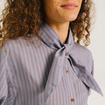 SACRECOEUR Charlie Mira Stripe Scarf Shirt in Blue