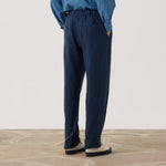 HARTFORD Joggy Linen Pants in Navy Blue