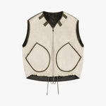 MARFA STANCE Parachute Silk Nylon Vest in Pale Olive/ Oyster