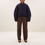 BY-BAR Bodie Metallic Bomber Jacket in Dark Navy