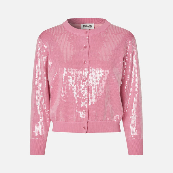 BAUM UND PFERDGARTEN Caylee Cropped Sequin Cardigan in Cashmere Rose