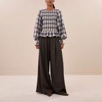 BY-BAR Yena Frill Hem Blouse in Tokyo Check