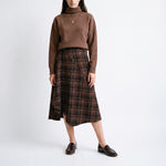 ARTLOVE Cleline Check Asymmetrical Skirt in Brown