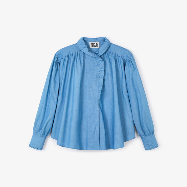 SOPHIE + LUCIE Maribel Denim Blouse in Blue