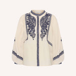 BY-BAR Senne Embroidered Blouse in Sand