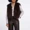 RINO & PELLE Sensy Hairy Gilet in Coffee Roast