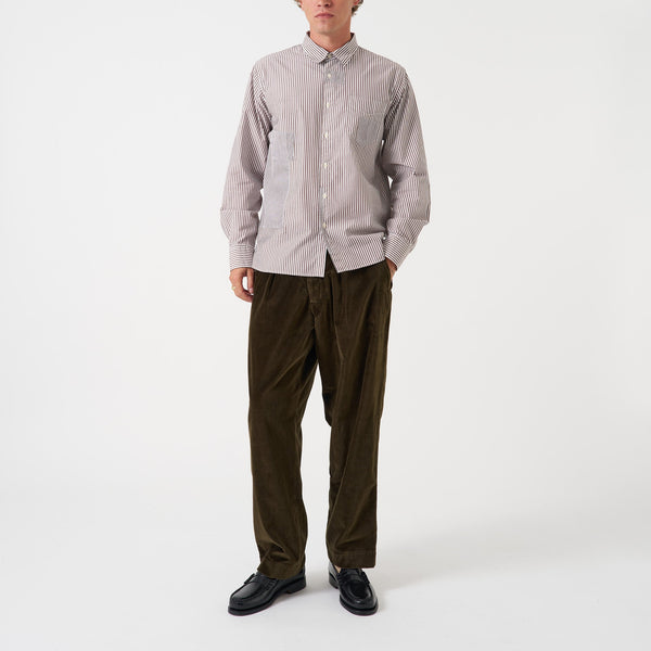 UNIVERSAL WORKS Patched Queens Cotton Shirt in Brown