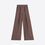 VILAGALLO Maya Wide Check Trousers in Brown