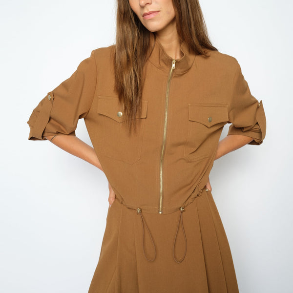 MOS MOSH MMAndrea Sato Short Bomber Jacket in Dark Camel