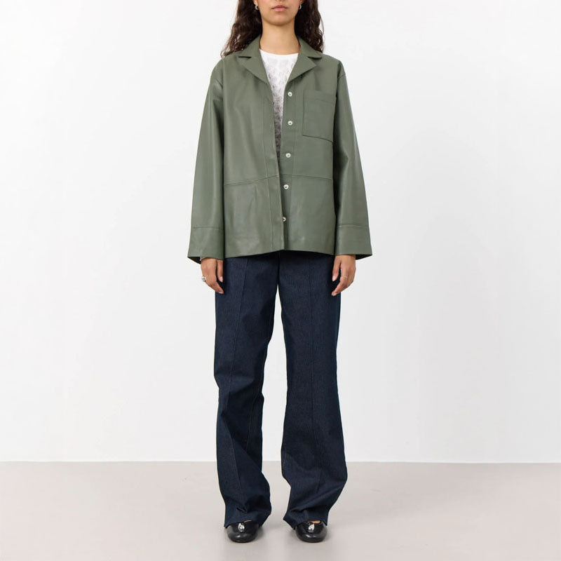 LEVETE ROOM Globa 35 Leather Jacket in Tea Leaf
