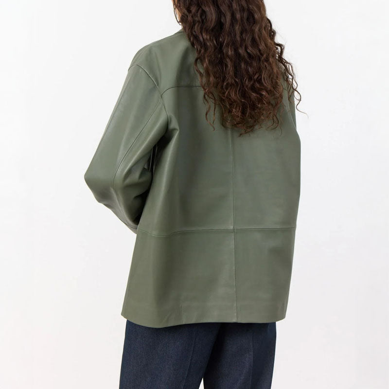 LEVETE ROOM Globa 35 Leather Jacket in Tea Leaf