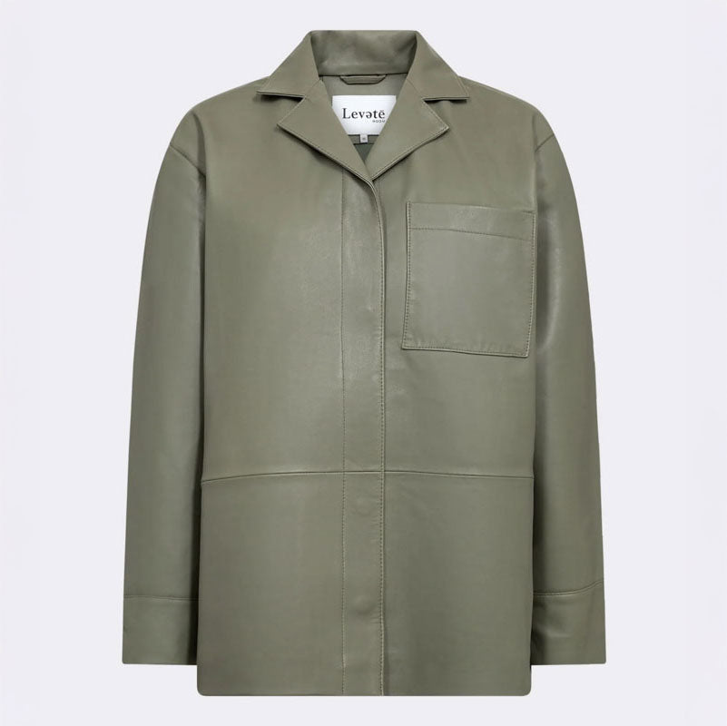 LEVETE ROOM Globa 35 Leather Jacket in Tea Leaf
