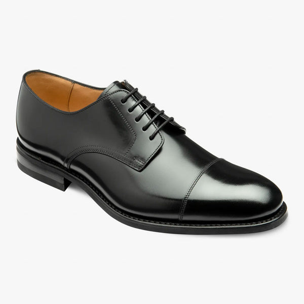 LOAKE 305 Polished Derby Toe Cap Shoes in Black