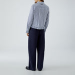 OUI Stripe Frill Cuff and Hem Shirt in White/Blue